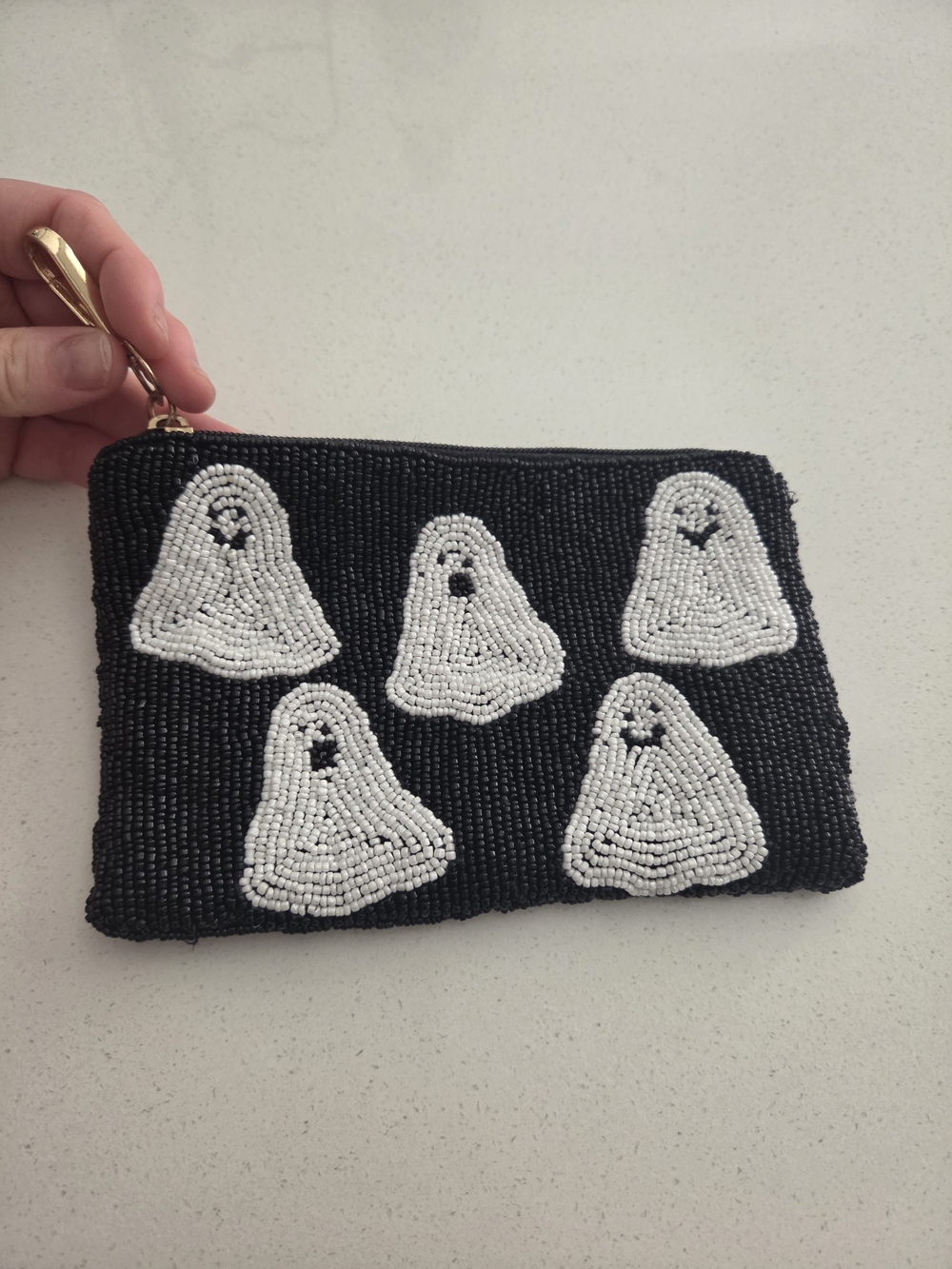 Beaded Ghost Wristlet Pouch